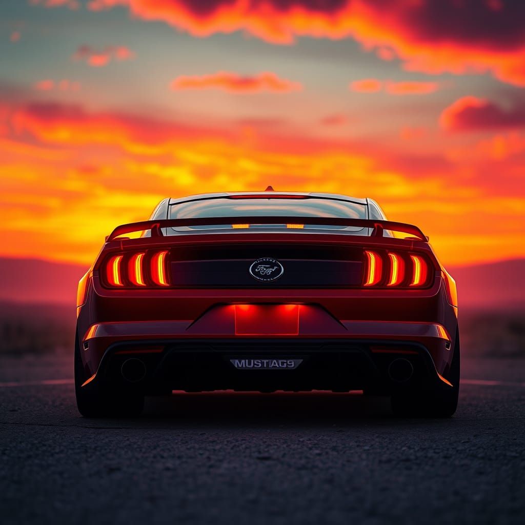Ford Mustang Sunset: Dreamy Fantasy Concept Art