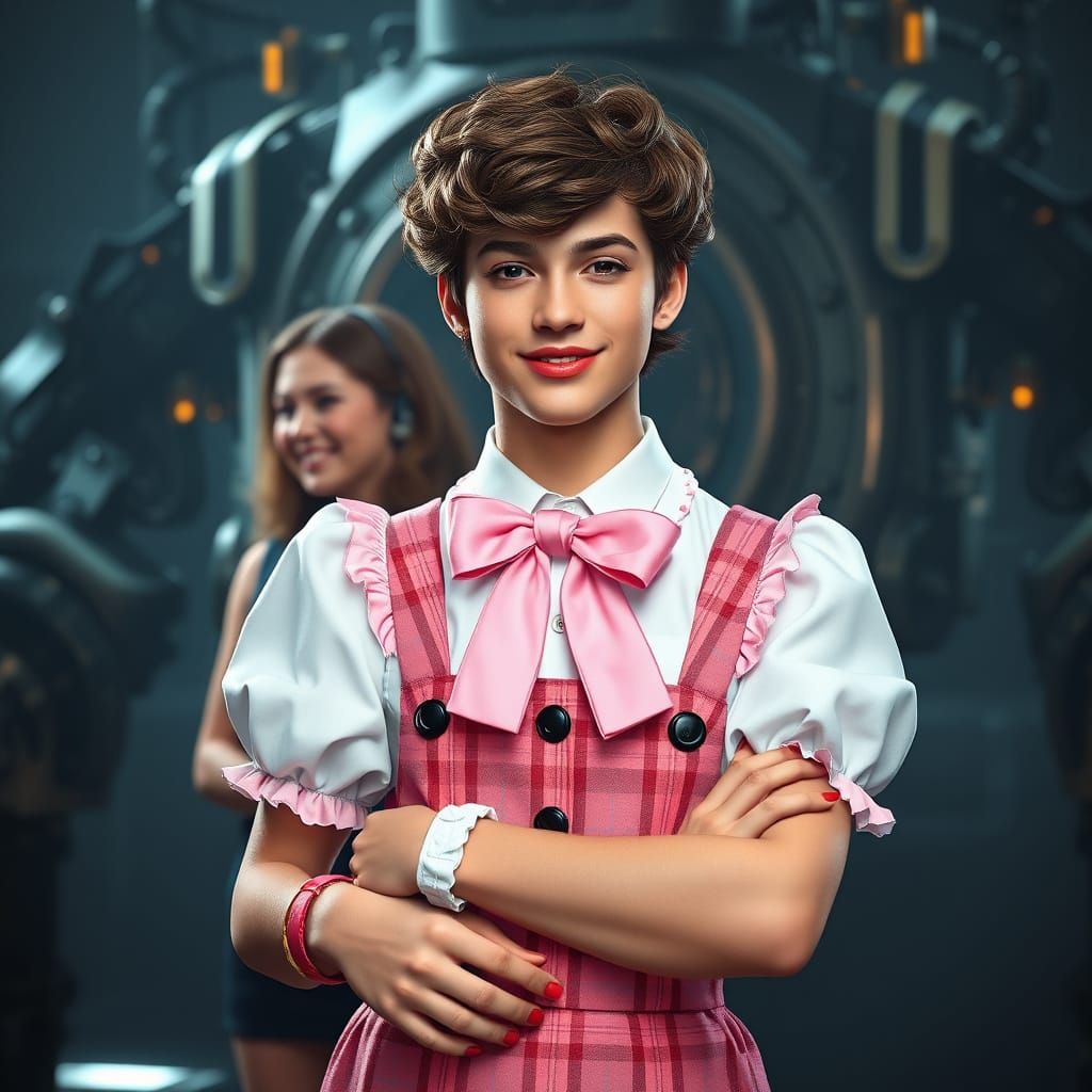 Confident Cross-Dressing Gentleman in Dramatic Sci-Fi Settin...