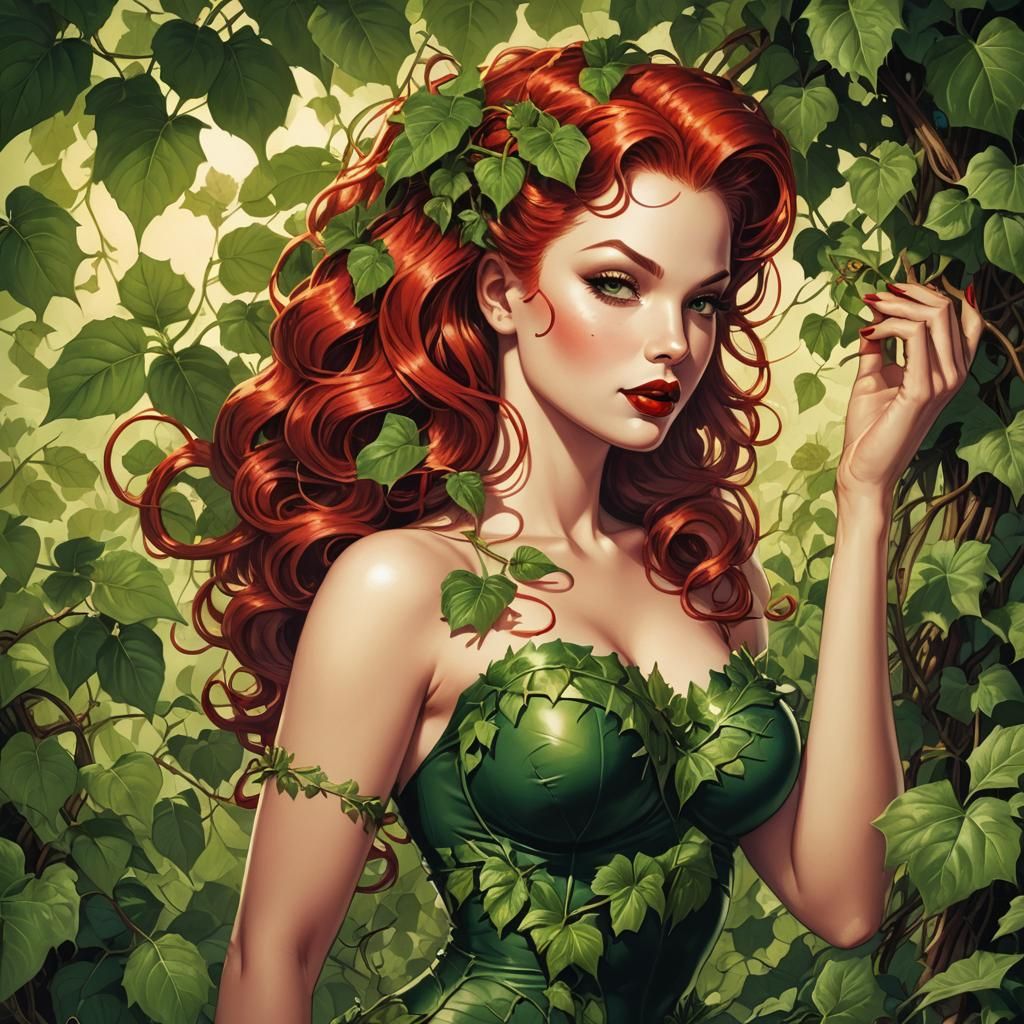 Poison Ivy Pin-Up in Comic Book Style