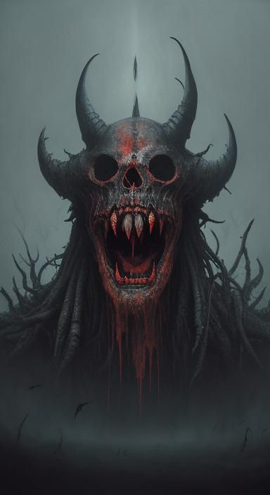 Nightmarish Beast Shrieks in Surreal Horror Style