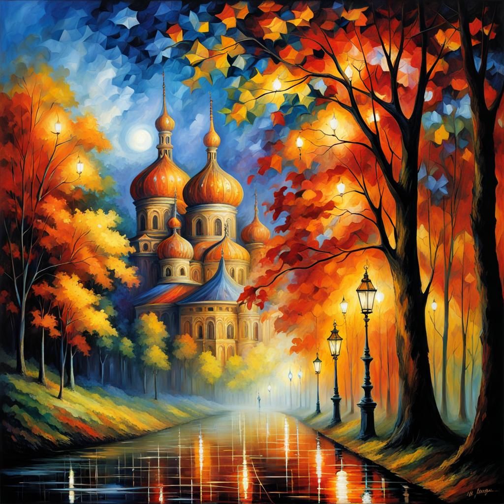 Colorful Fantasy Landscape in Impasto Style