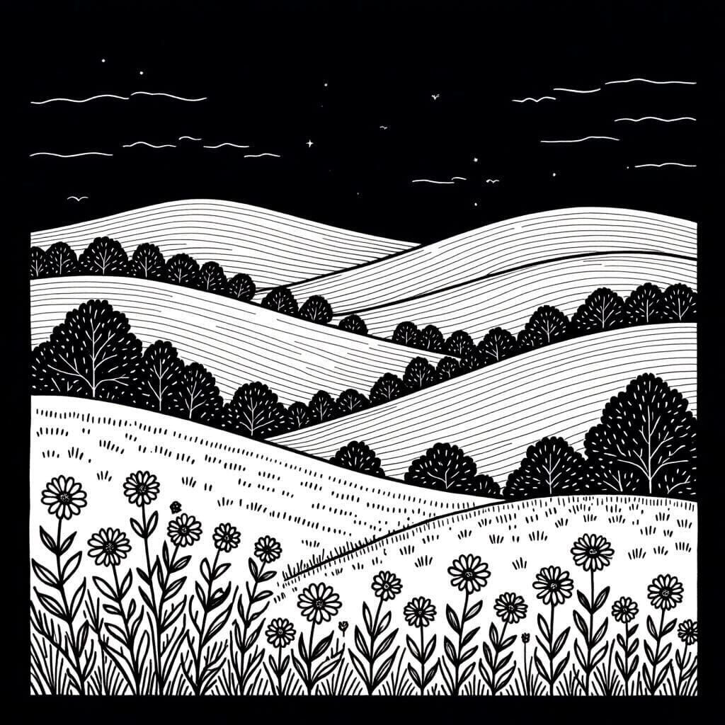 Ukrainian Nature Coloring Page: Detailed Line Art