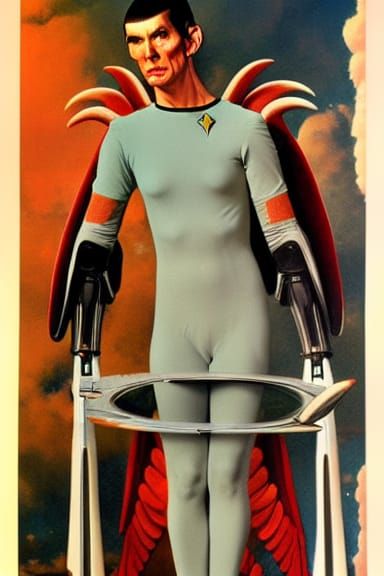 Mr. Spock as Valkyrie, Retro-Futuristic Illustration