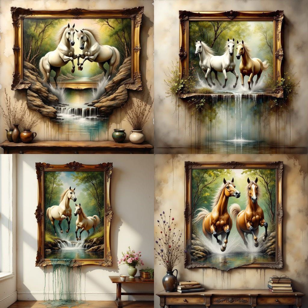 Surreal Palomino Horses Leap From Painting into Reality