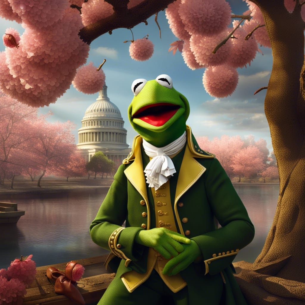 Kermit as George Washington in Photorealistic Detail
