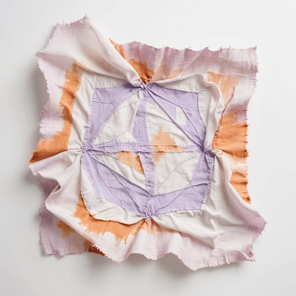 Distressed Lilac and Orange Fabric with Hand Stitching