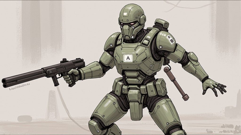 Sepia Punk Figure with Whimsical Elements