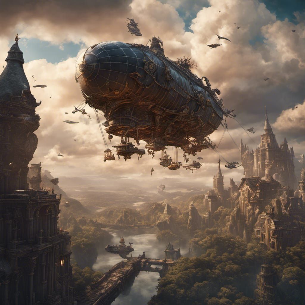 Fantasy Battle Airship Concept Art