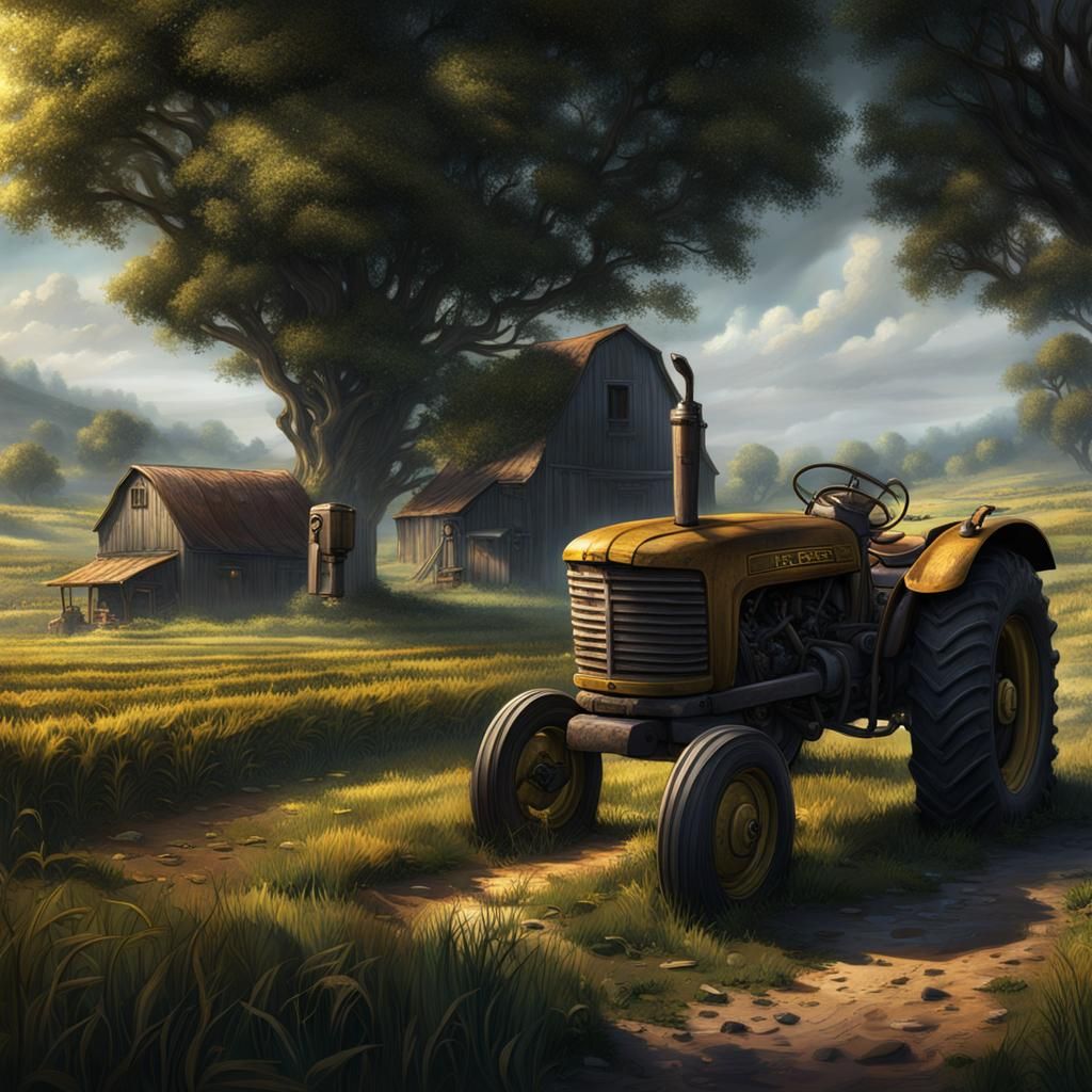 Nostalgic Farm Landscape in Detailed Matte Painting
