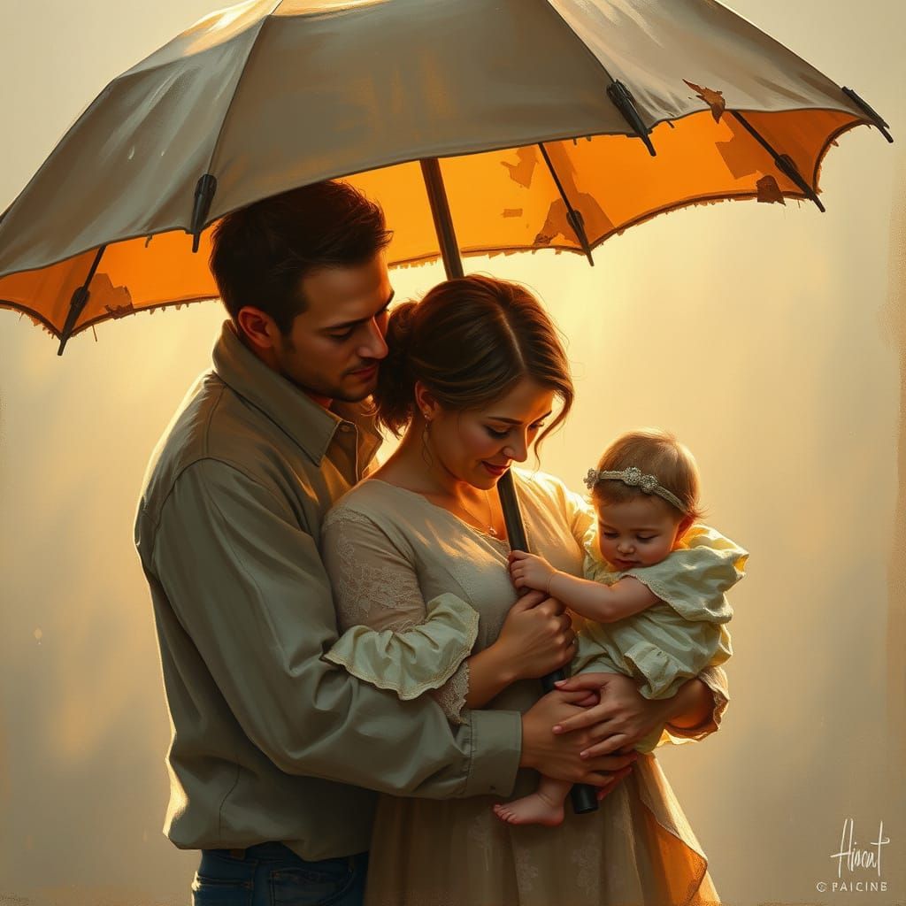 Mother's Warm Embrace: Family Moment in Soft Golden Light
