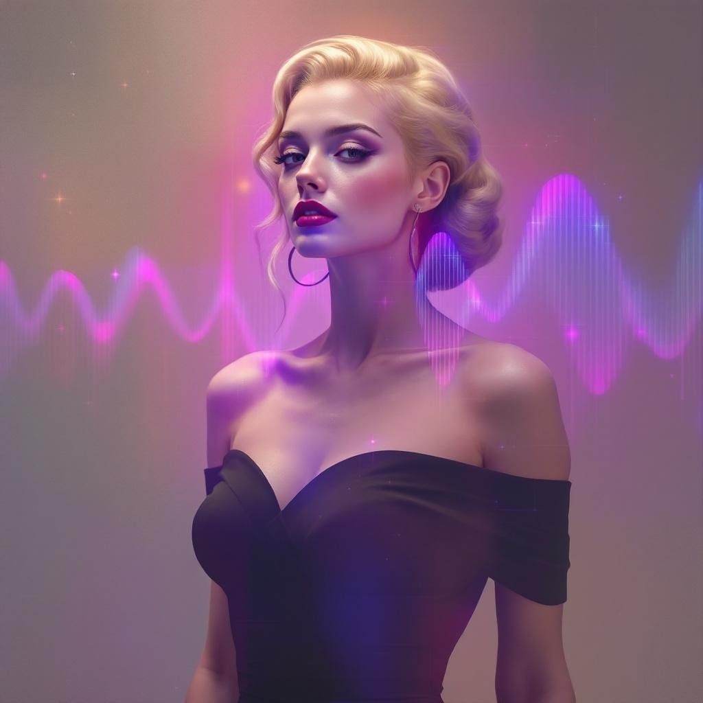 Ryoji Ikeda-Inspired Pin-Up with Fractal Glitch Overlay