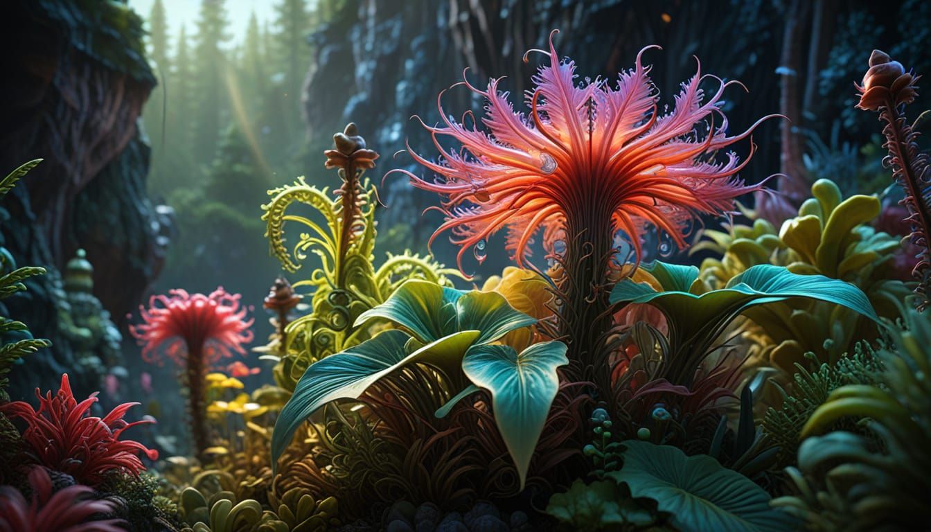 Enchanted Bioluminescent Gardens in Hyperrealistic Detail