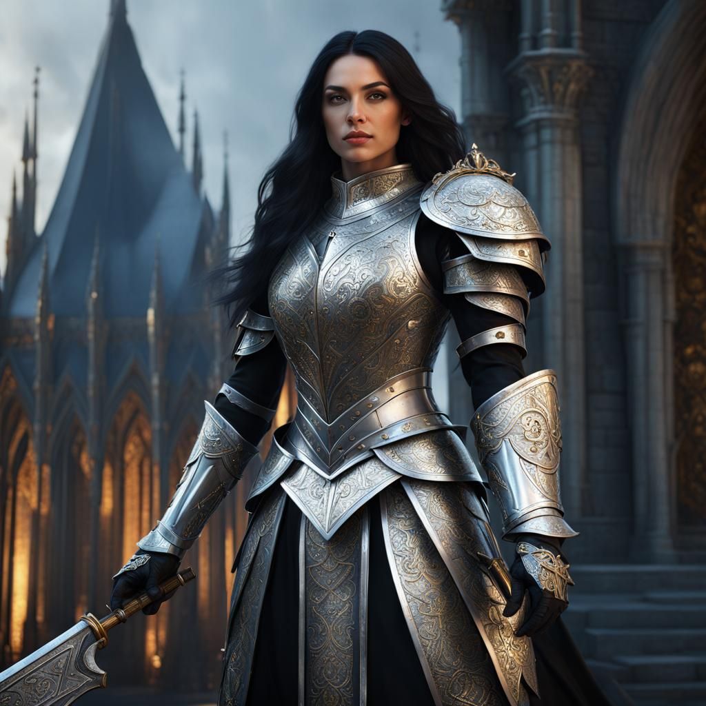 Woman in Medieval Armor: Detailed Digital Portrait