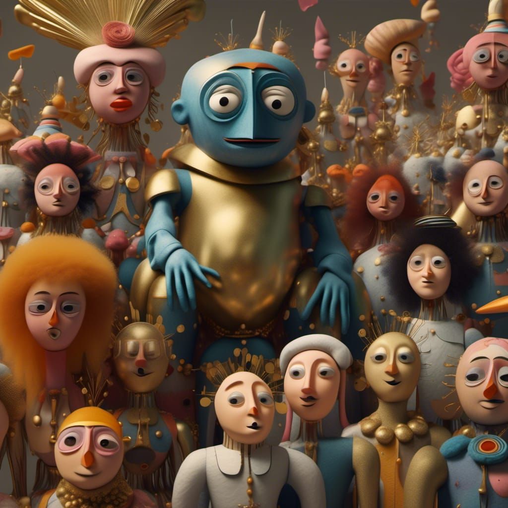 Golden Abstract Blending Cycles in Matte Painting Style