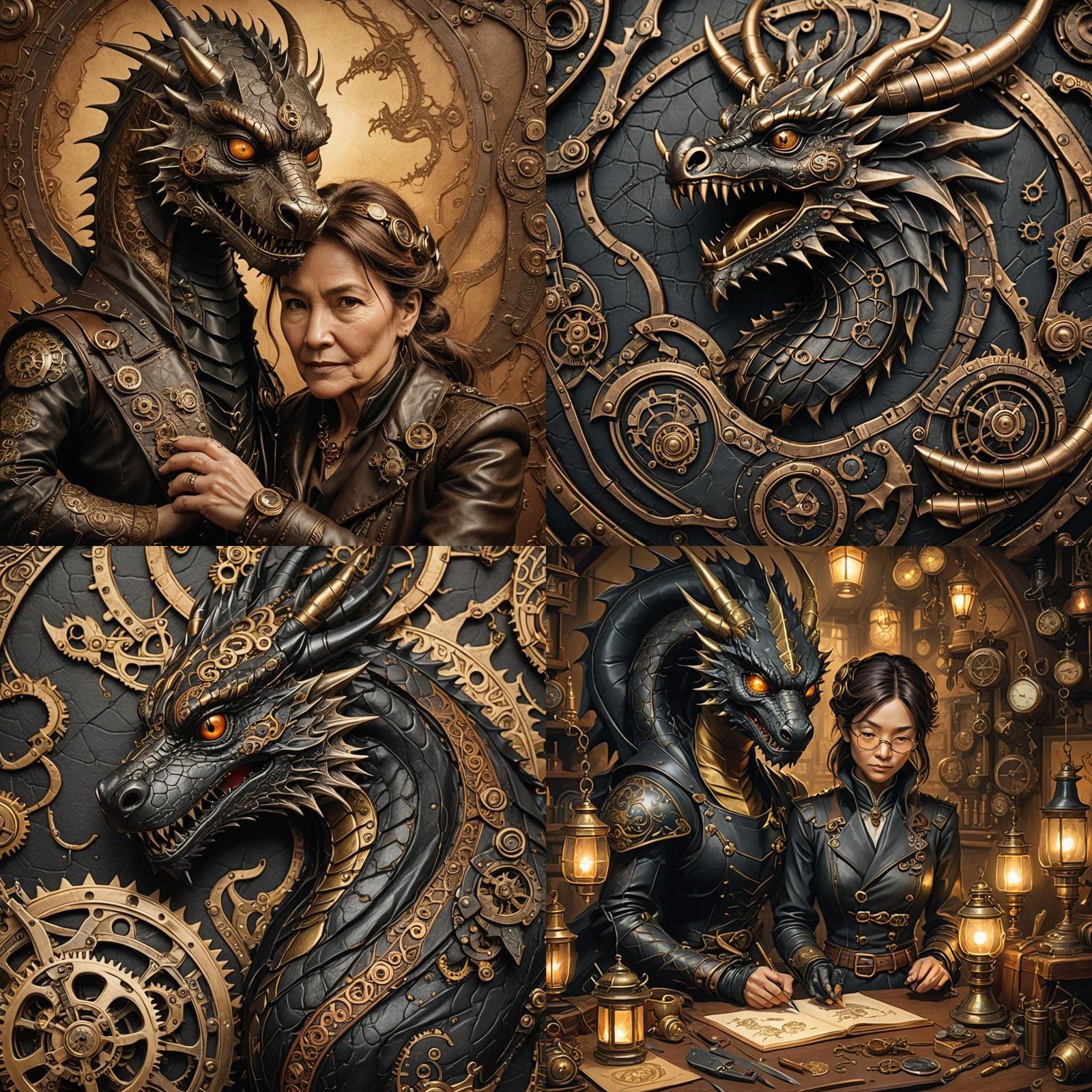 Steampunk Leather Dragon Handcrafted by Woman