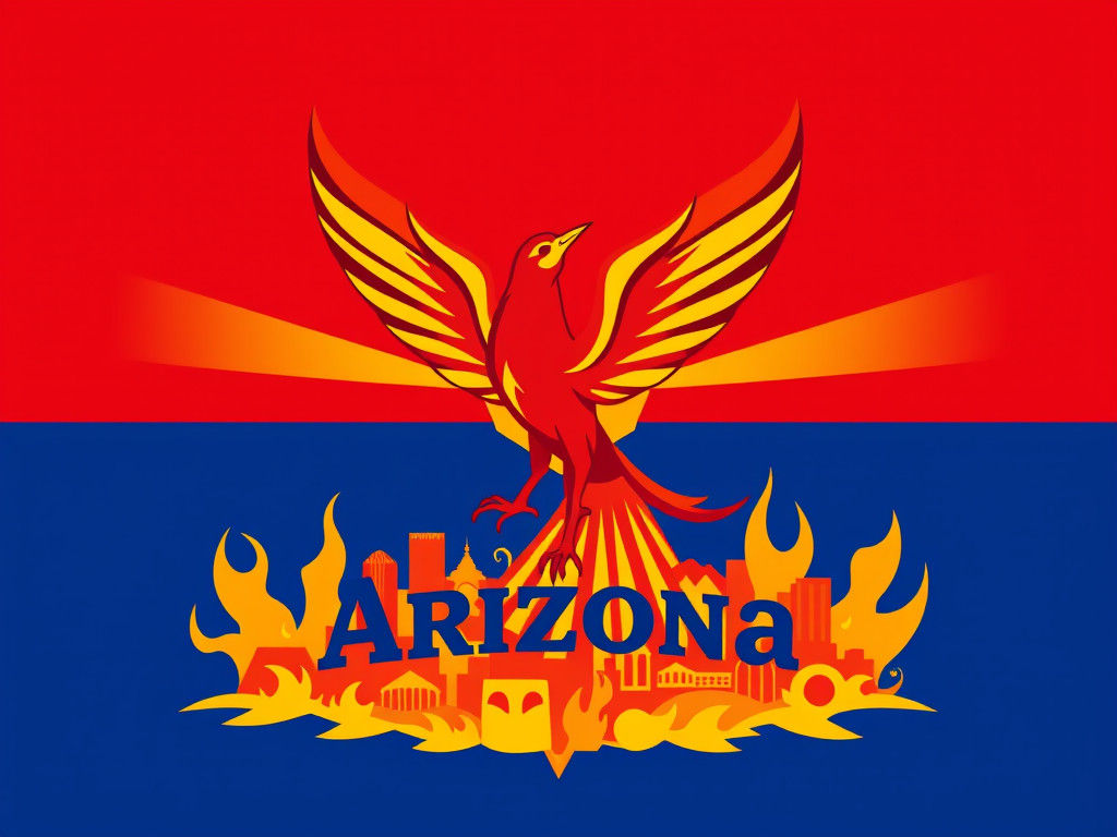 Arizona Flag Reimagined: Phoenix Rising Digital Art