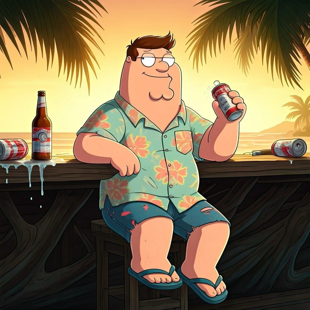 Laid-Back Peter Griffin in Tropical Paradise