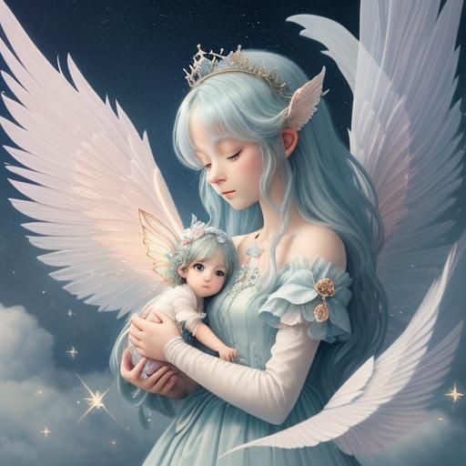 Baby Dream Fairy in Pastel Digital Art
