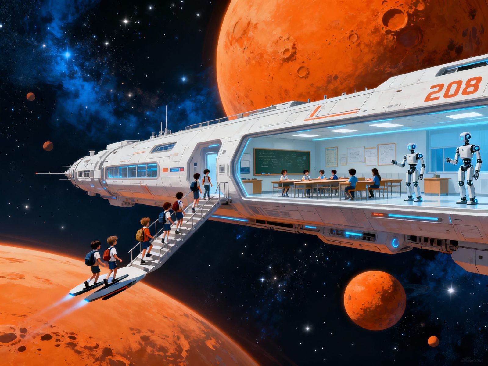 2108 Space School: Intergalactic Students and AI Teachers