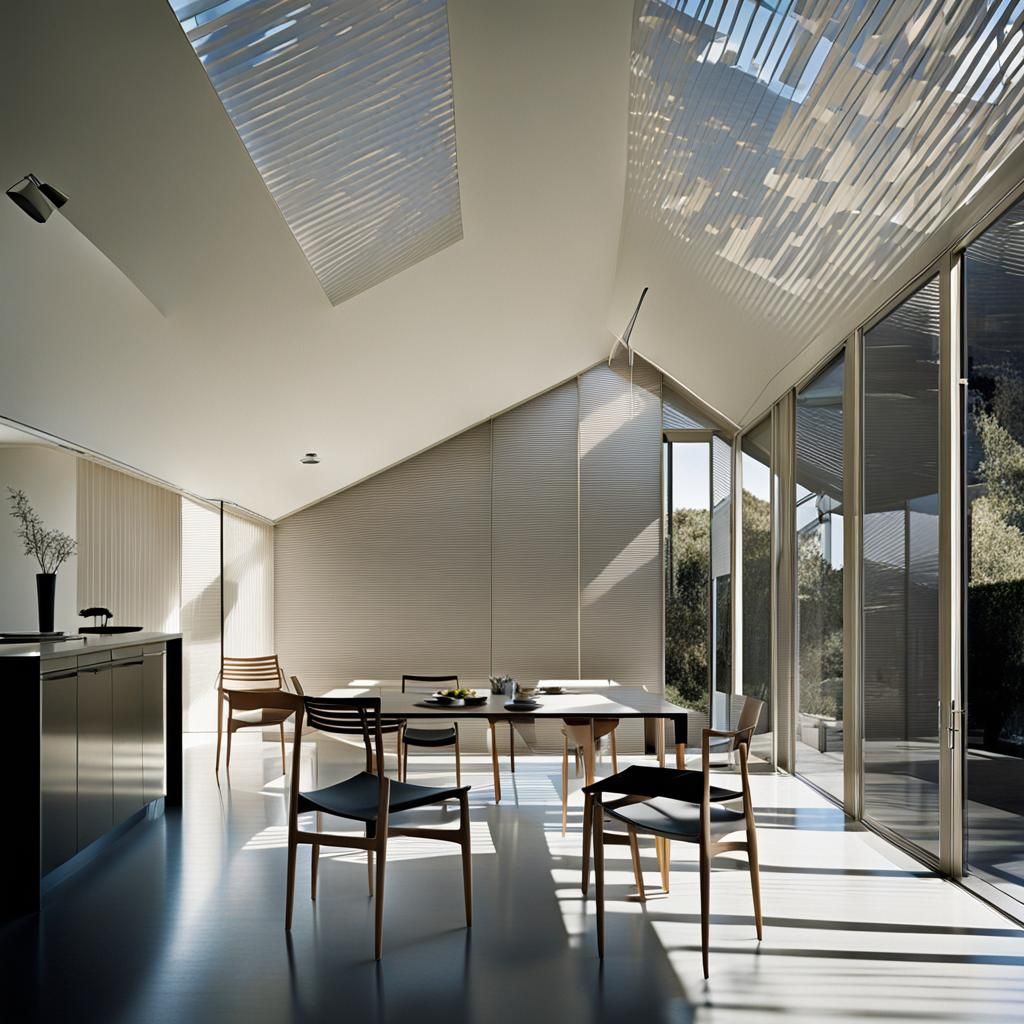 Minimalist Living Room Interior with Tilted Roof