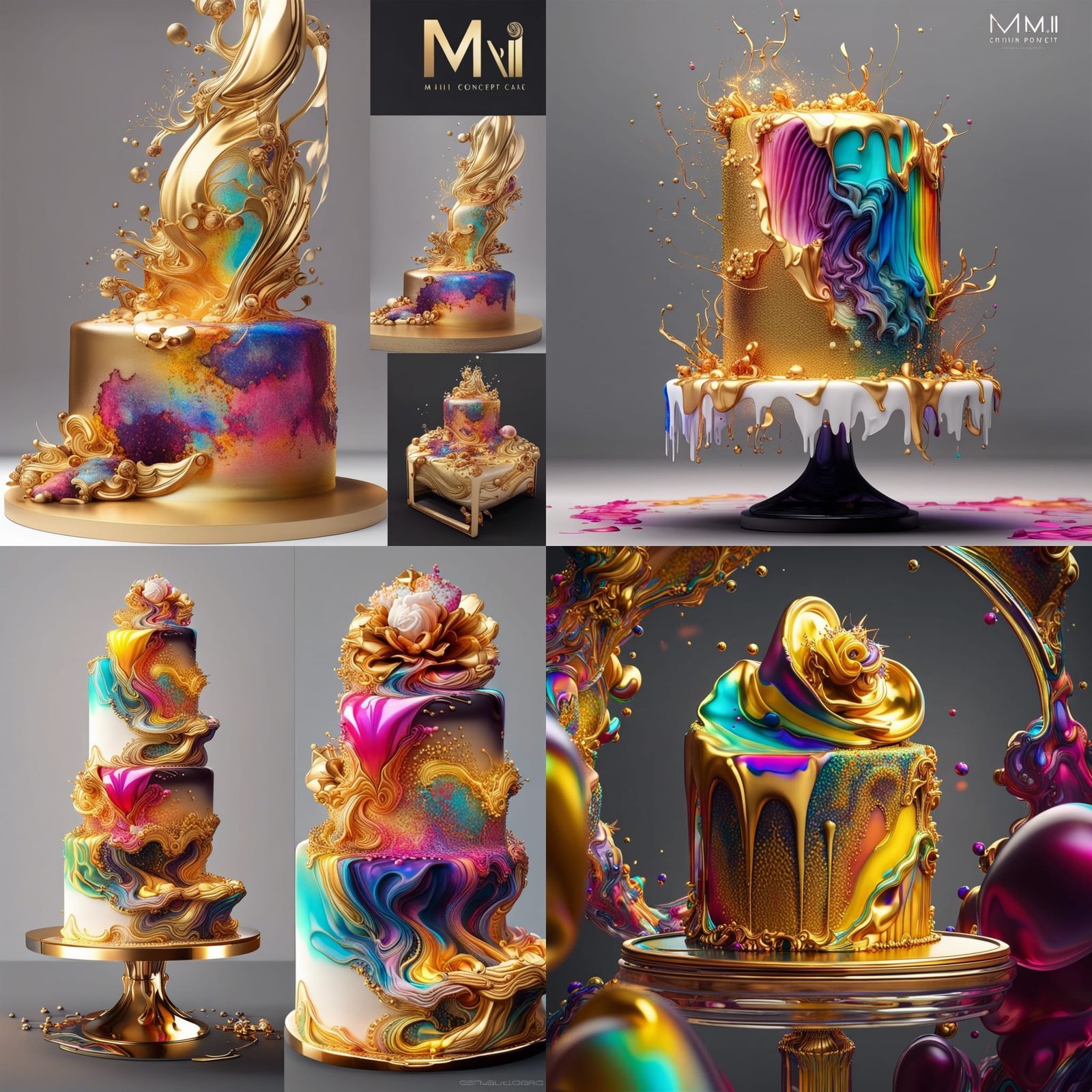 Baroque Gold Wedding Cake with Iridescent Details