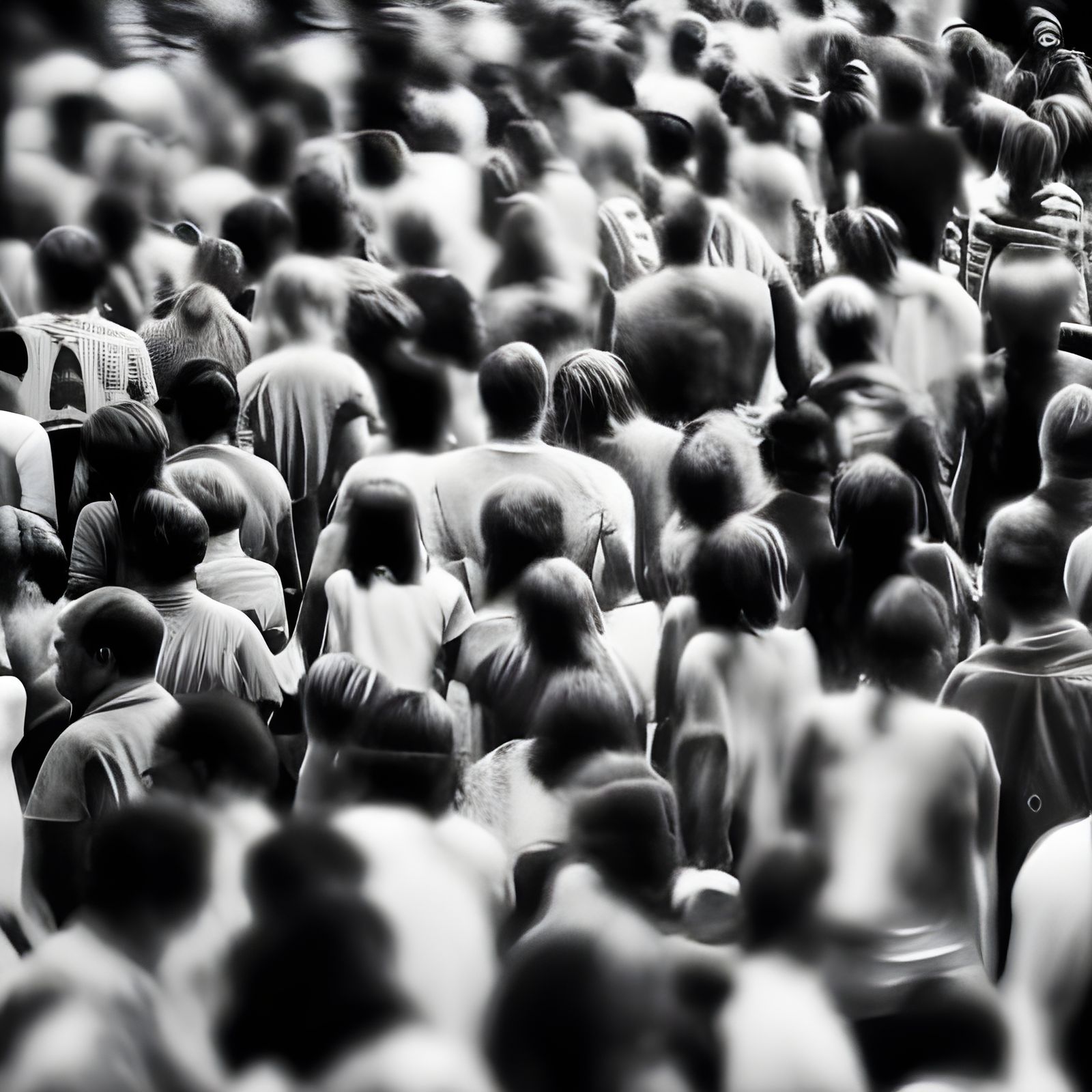 Monochrome Crowd of People in Film Style