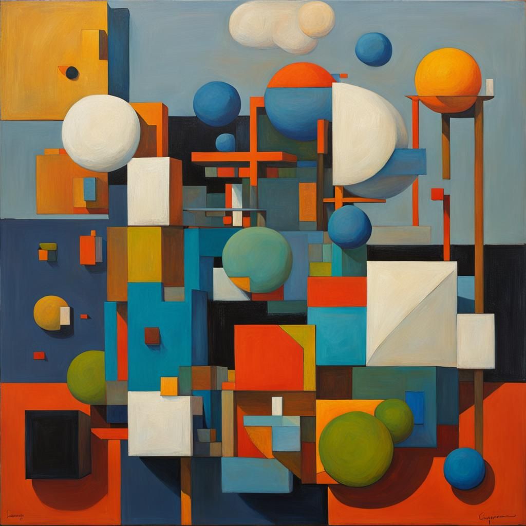 Geometric Forms in Oil Painting Style