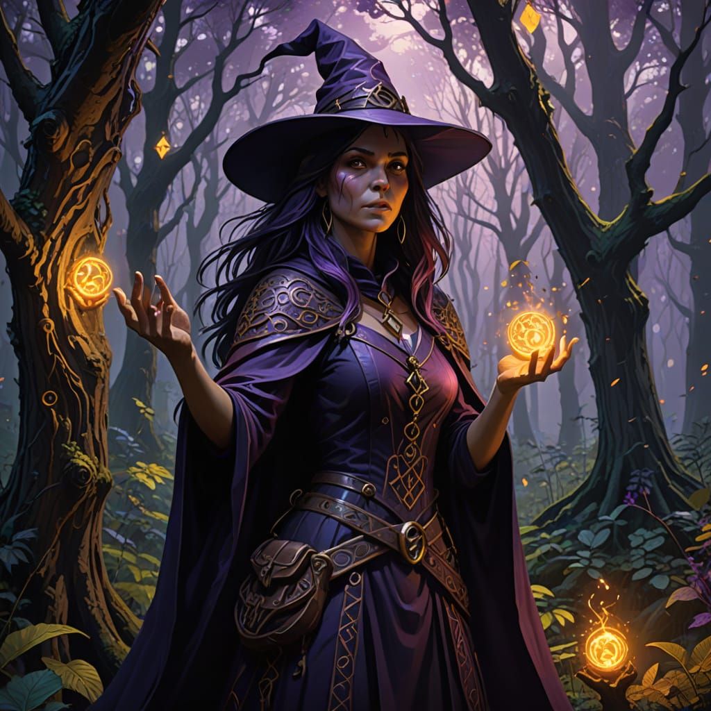 Mystical Witchcraft in Dark Fantasy Landscape