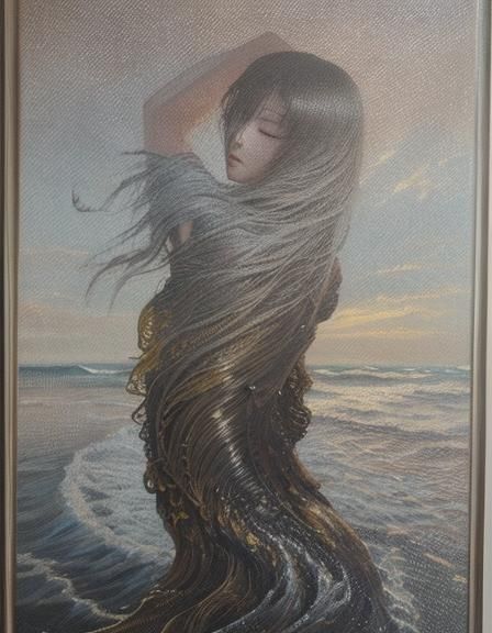 Sensual Fantasy: Japanese Woman on a Golden Beach