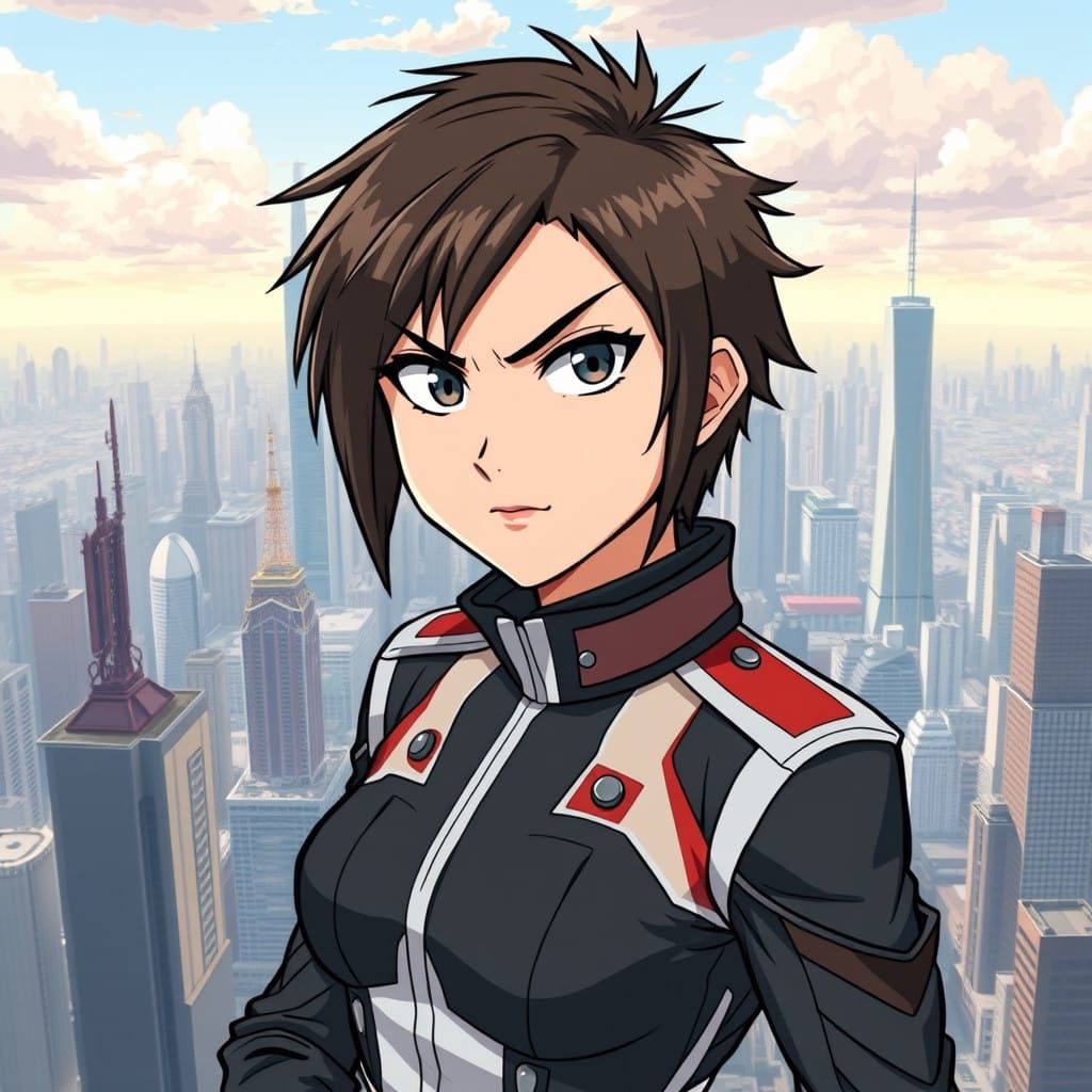 Fearless Alpha Leader in Futuristic Cityscape
