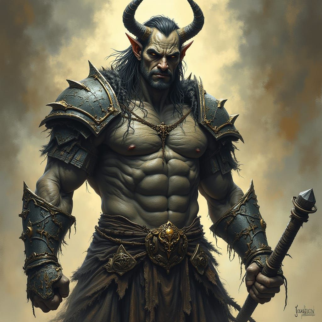 Tiefling Warrior in Epic Fantasy Style