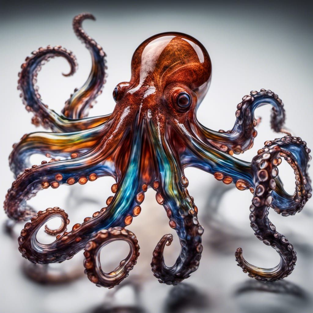 Colorful Translucent Glass Octopus Art