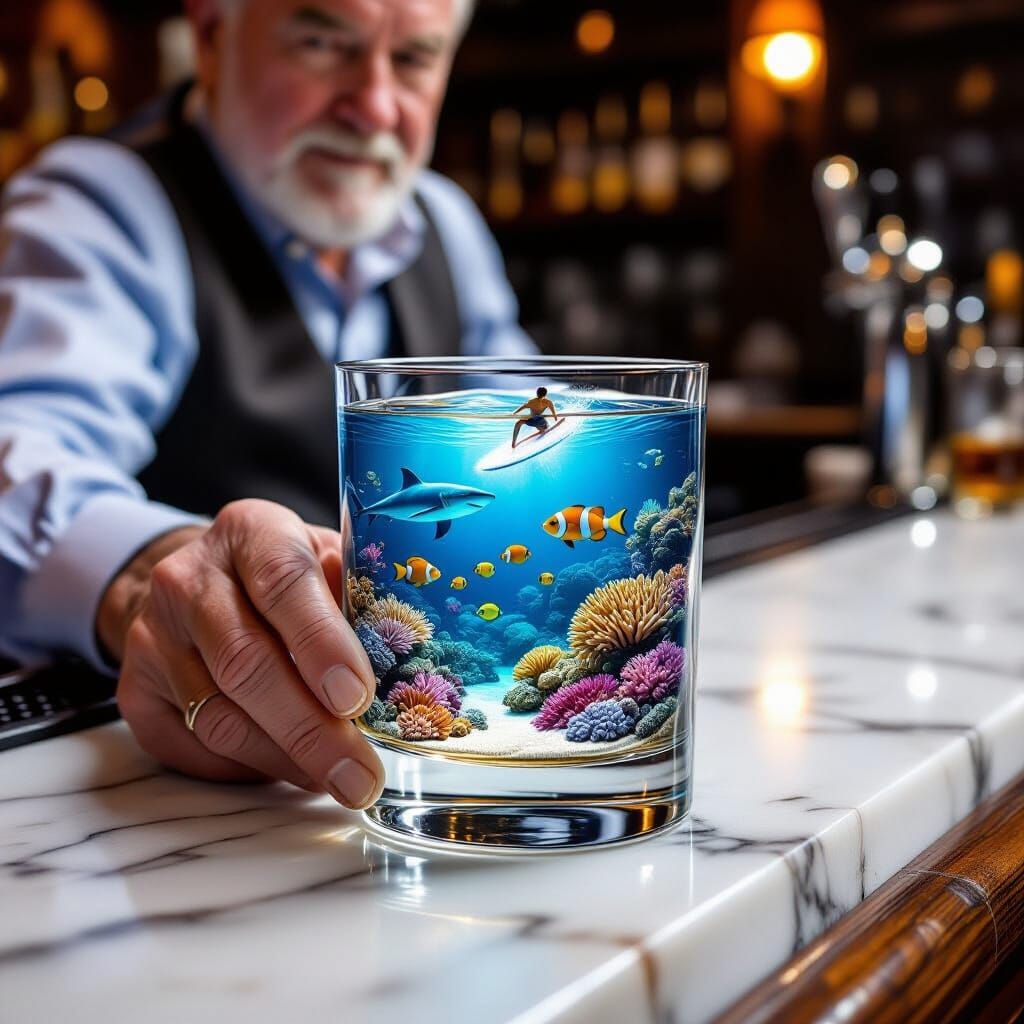 Whiskey Glass Reveals Underwater Reef World