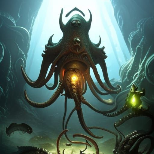 Eldritch Deep Sea Squid Concept Art