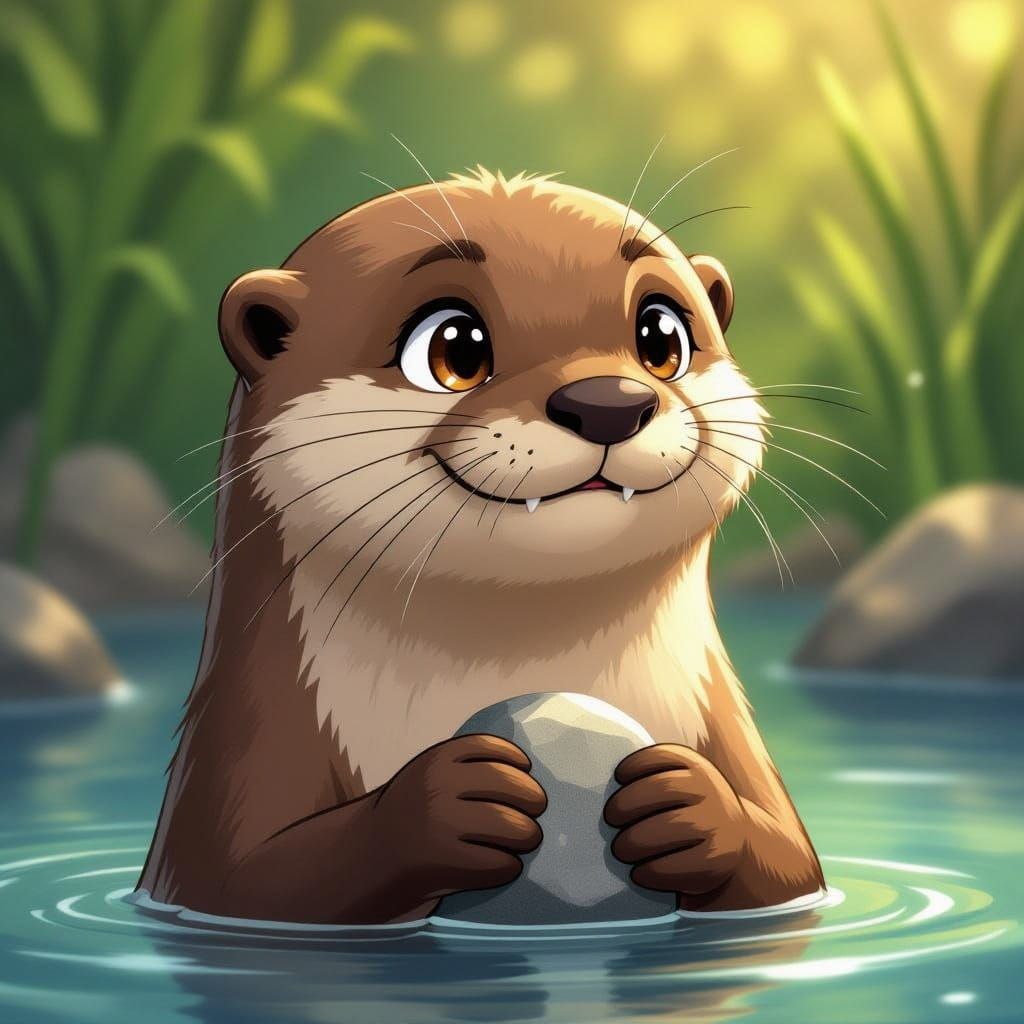 Otter Hides Treasure in Playful, Anime-Inspired Art