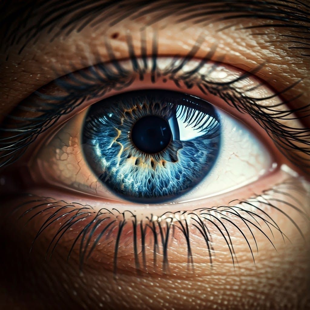 Majestic Blue Eye Close-Up with Cinematic Lighting