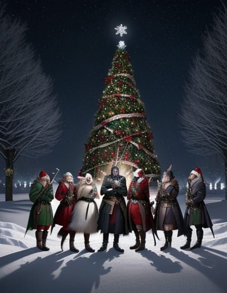 Surreal Dnd Winter Wonderland Scene in Dark Fantasy Style