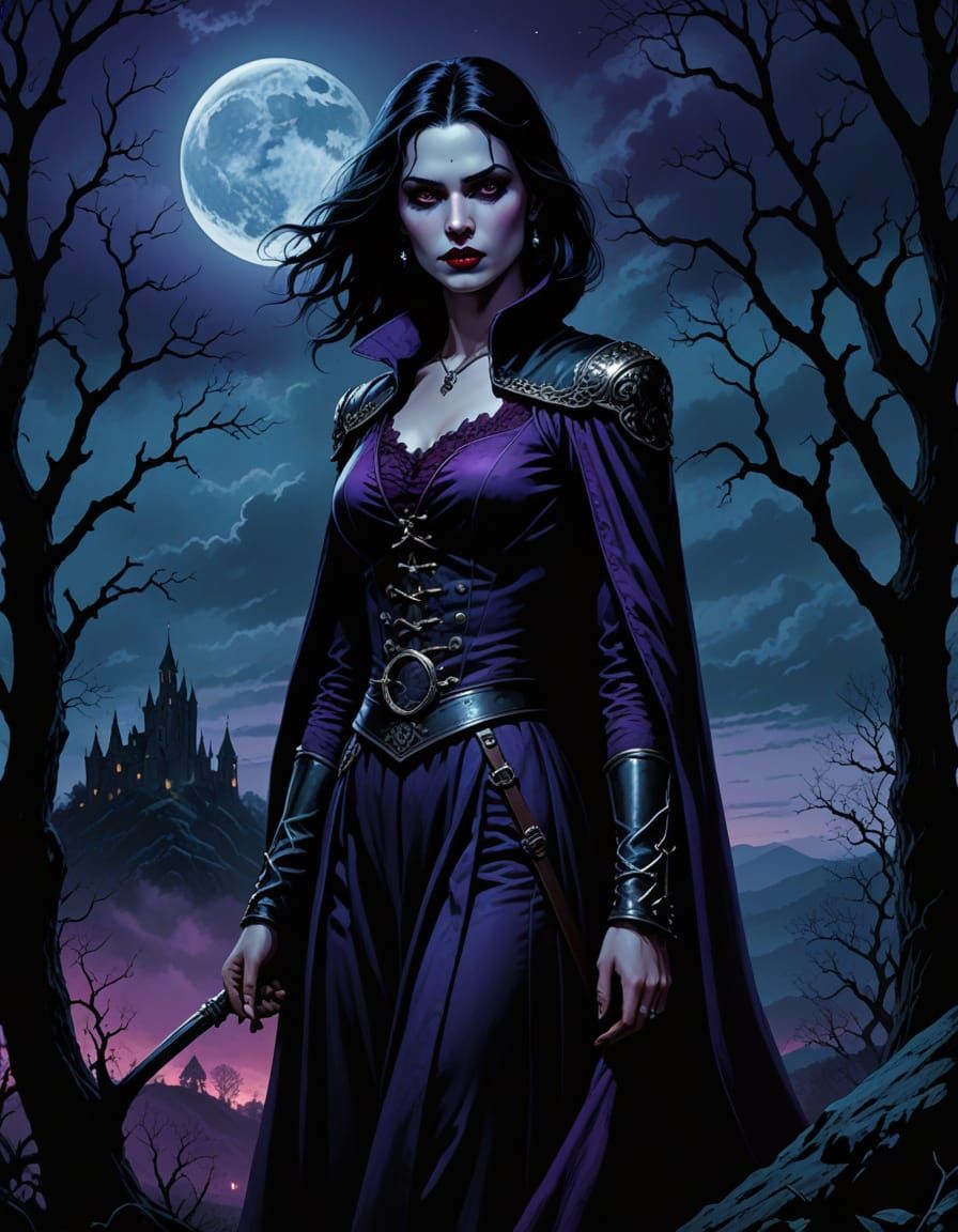 Vampire Silhouette: Gothic Dark Fantasy Digital Art