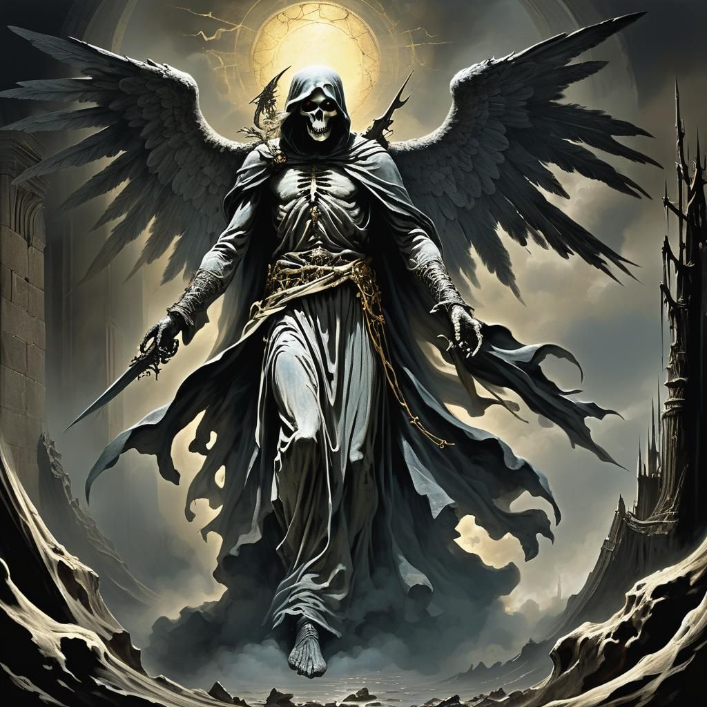 Grim Angel of Death in Gothic Horror Style