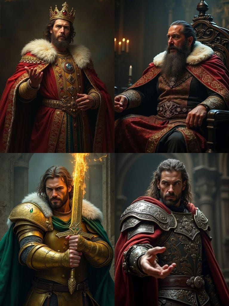 A Regal Figure Cowers in Fear, Adorned in a Luxurious Cape