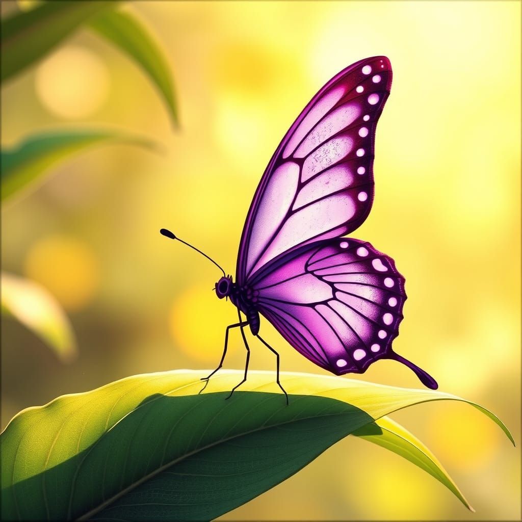 Purple Butterfly in Art Nouveau Style