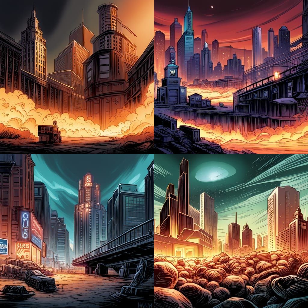 Nuclear Wasteland: Chicago in Comic Book Style