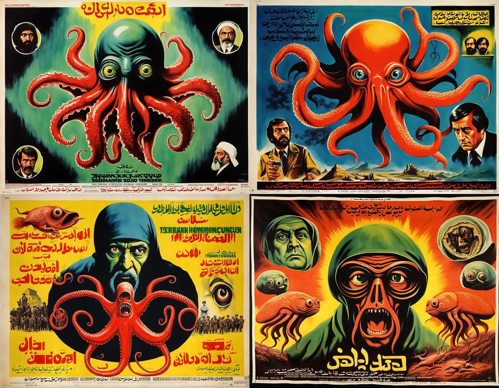1970s Movie Poster: Homunculus Squid Hybrid Terror