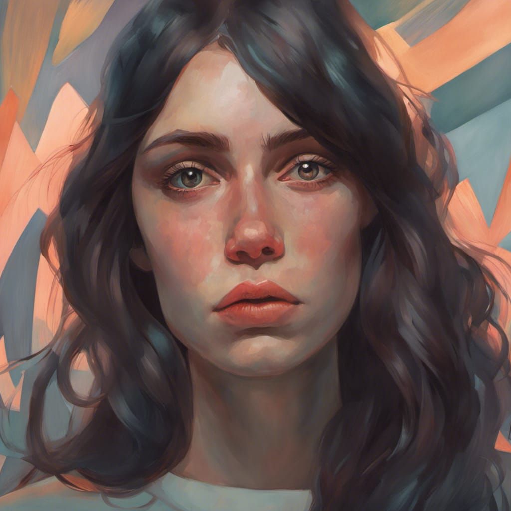 Melancholy Woman Portrait in Hyperdetailed Digital Art