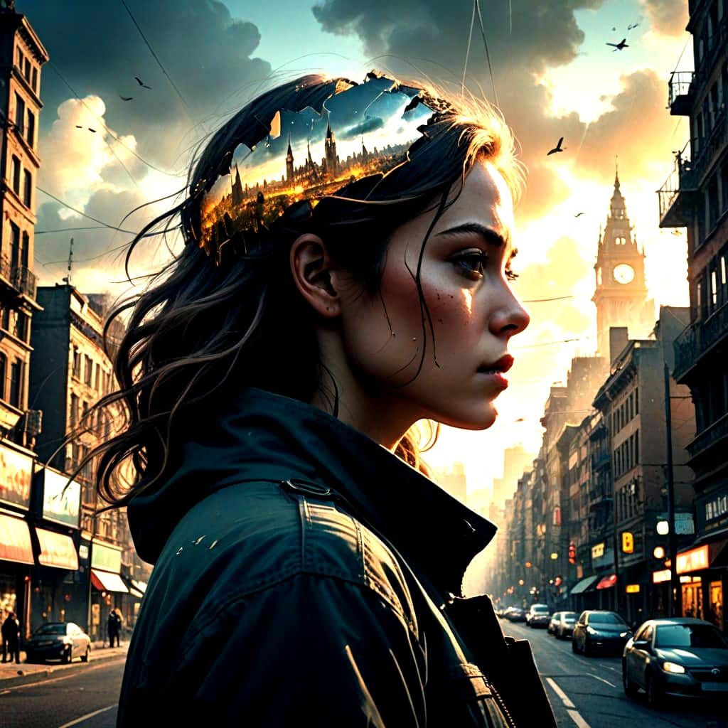 Epic Cinematic Double Exposure in Digital Matte Painting Sty...