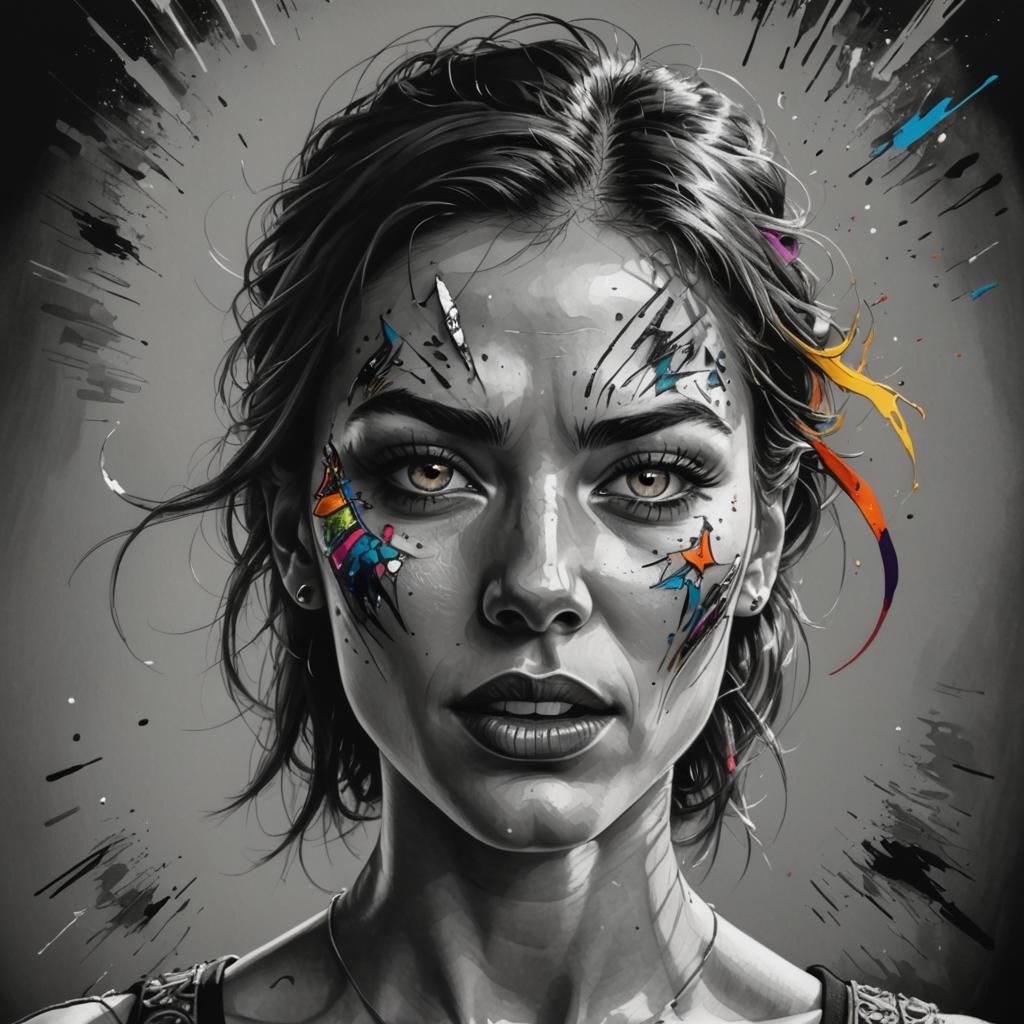 Vibrant Pop Art Face Screaming with Energy