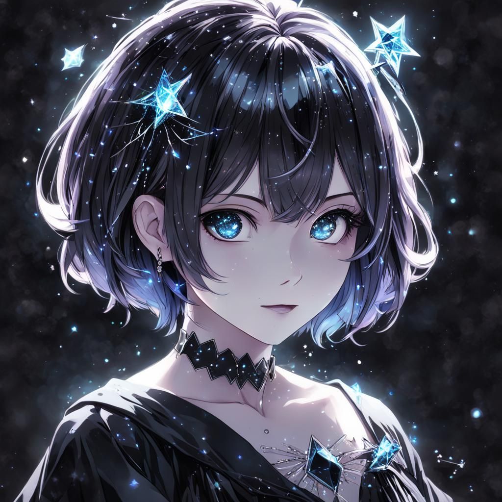 Anime Girl with Moongemstone and Black Diamond