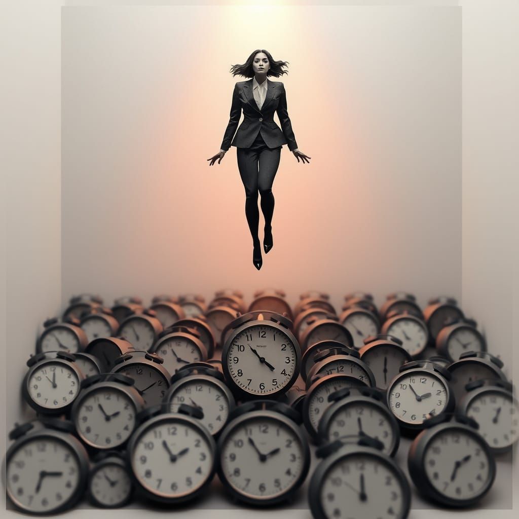 Surrealist Clocks Scene in the Style of Salvador Dali