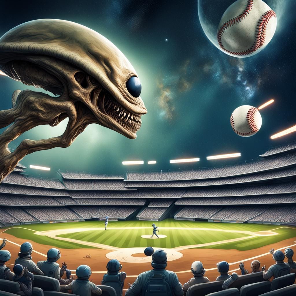 Alien vs Human Baseball: Intergalactic Digital Art