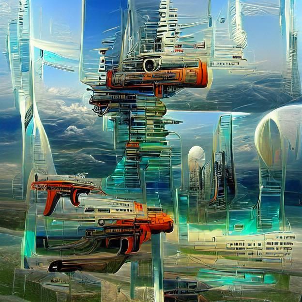 Futuristic Glass Towers in Science Fiction Art